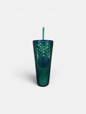 New with Tags Starbucks Deep Green Textured Studded Tumbler with Straw